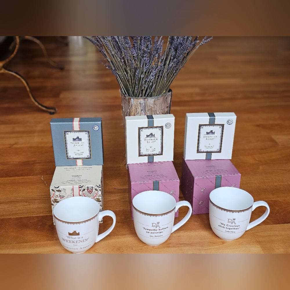 Downton Abbey Ceramic Coffee Mugs Tea Cups White Gold 2014 & 2015